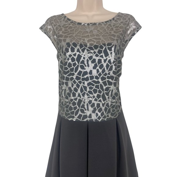 Size 18W 2X SEQUIN BODICE PLEATED FIT+FLARE SPECIAL OCCASION DRESS Wedding PLUS - Picture 2 of 5